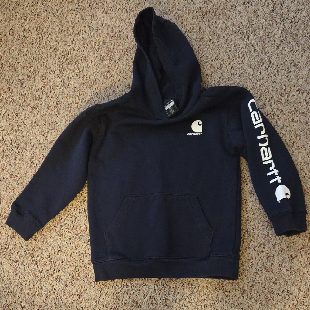 Carhartt Kids Dark Blue Hoodie with White Logo